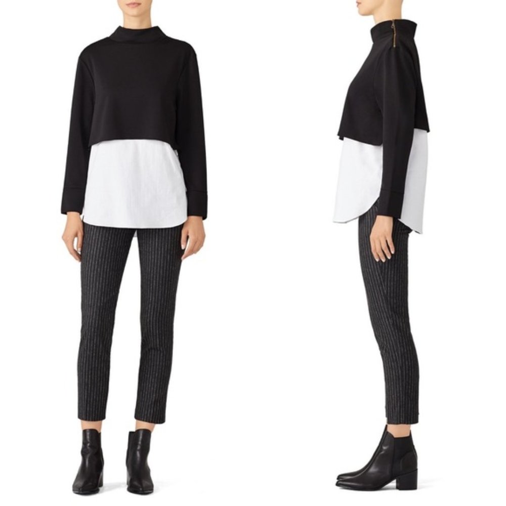 Drew black sky Titus layered mock neck blouse